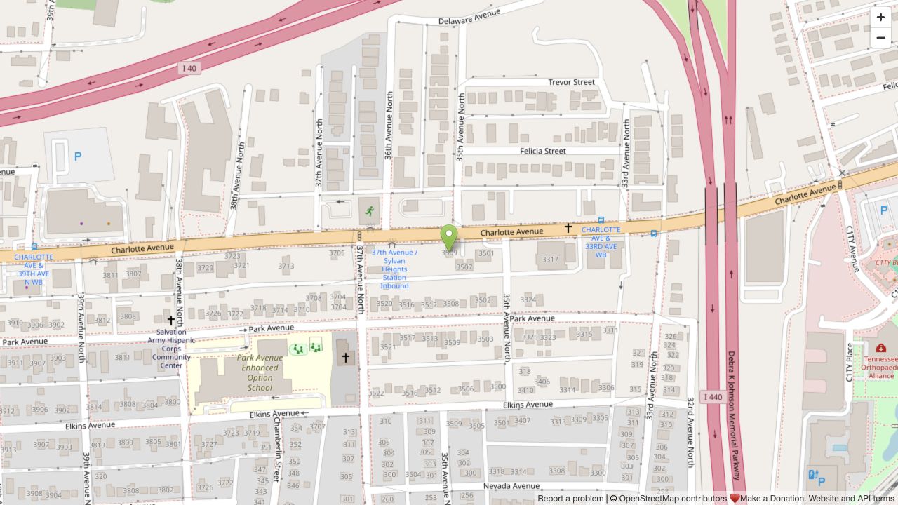Map preview showing 3509 Charlotte Ave in Nashville